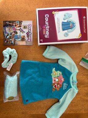 American Girl Teal & Light Blue Care Bears Fleece Outfit